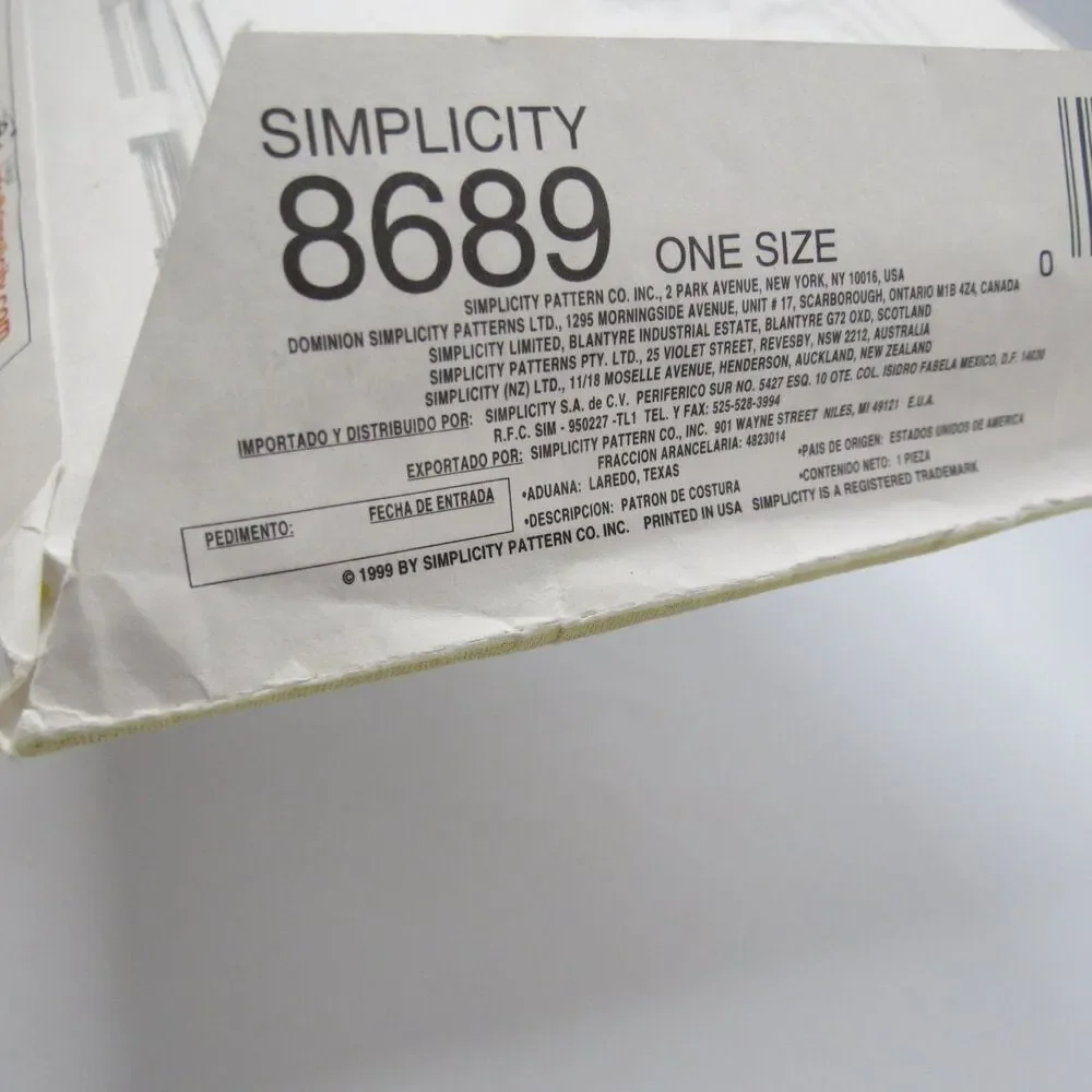 Simplicity Home 8689 Window Treatments Valances Swags Jabots One Size 1999